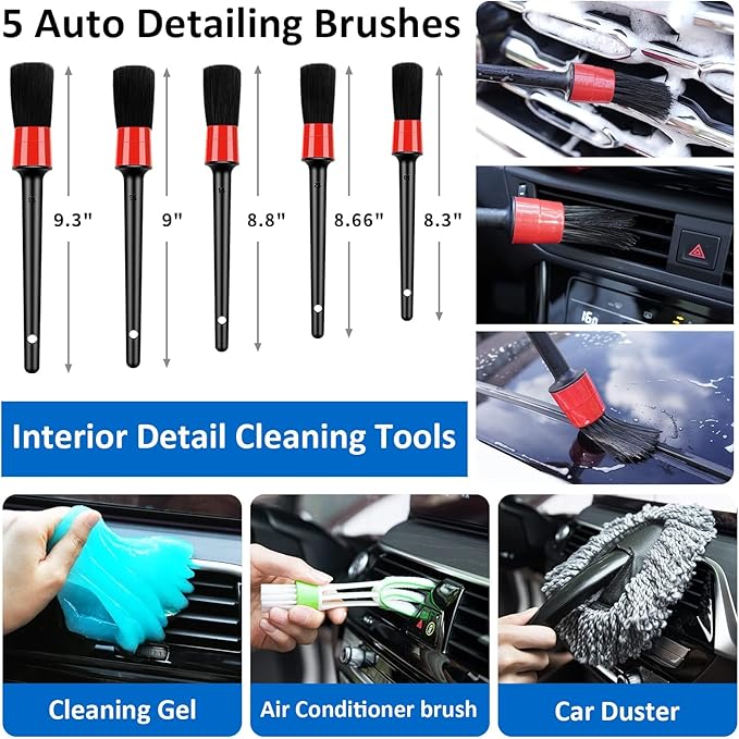 30PCS Car Wash Cleaning Kit - High Power Portable Car Vacuum Cleaner, Car Interior and Exterior Detailing Set withDuster, Brush, Towels, Wash Mitt