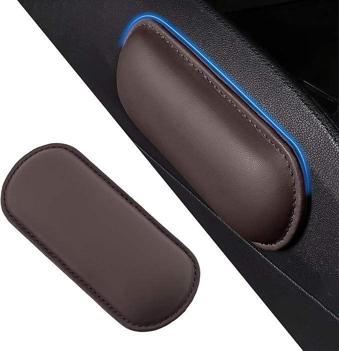 Car Center Console Knee Leg Elbow Cushion Pad, Soft Leather Door Armrest Foot Care Thigh Support Comfort Pillow, Auto Interior Accessories for Knee Pain Relief (Brown)