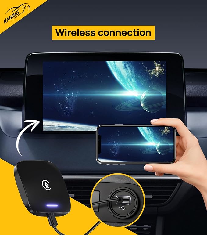 Wireless CarPlay Adapter, Android Auto Magic Box Build in Google Play, YouTube, Netflix, Live Sports and More! 4GB+64GB, 8Core Multimedia CarPlay Box with SIM, TF Card for OEM 2016 Wired CarPlay Cars