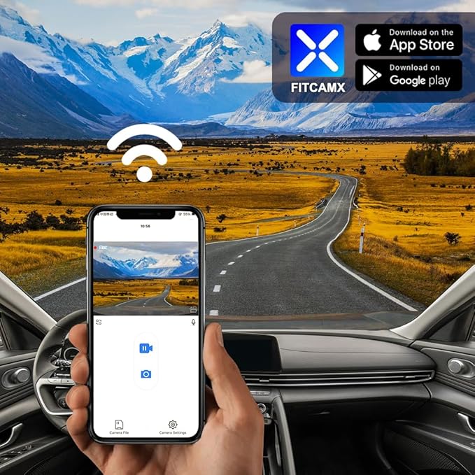 Fitcamx 4K Dash Cam Suitable for Hyundai Elantra 2021-2025 (Part No#AA000) SE SEL Limited N Line Blue Manual, OEM Look, UHD 2160P Video, WiFi & APP, Loop Recording G-Sensor, Plug&Play, 64GB Card