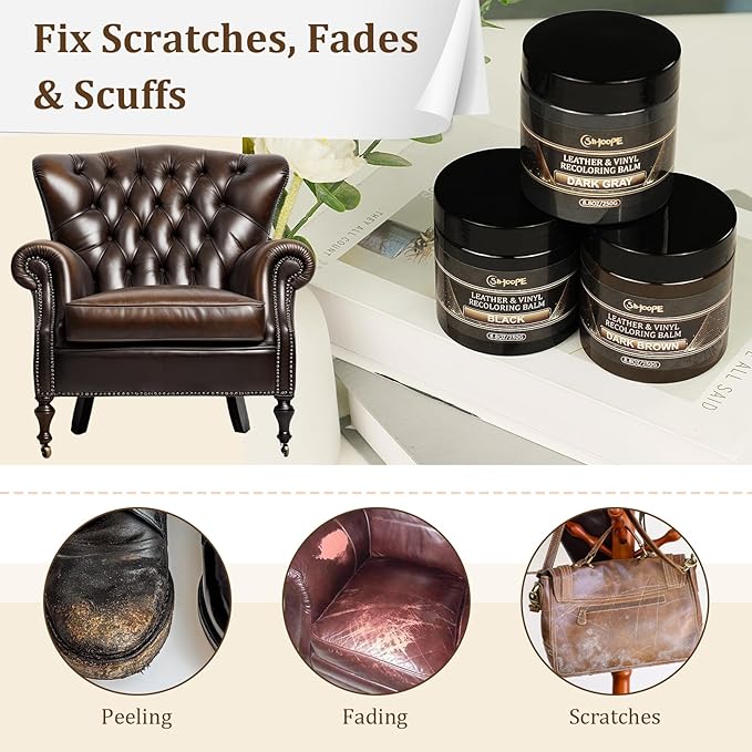2025 New Advanced Leather Recoloring Balm,Light Brown Leather Repair Kit for Furniture,Leather Dye Filler,Leather Color Restorer for Couches,Leather Scratch Remover for Car Interior