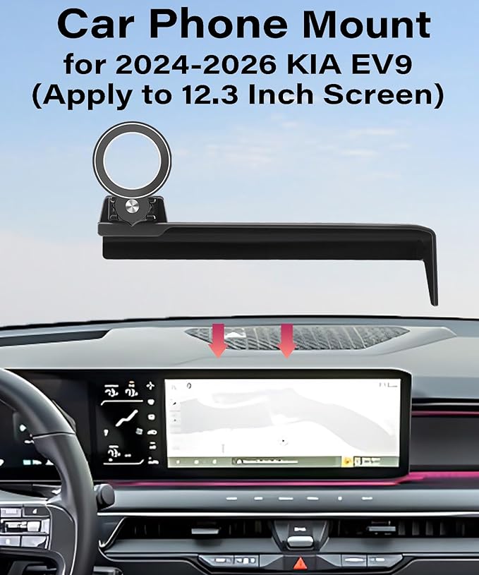 Car Phone Holder for 2024 2025 2026 kIA EV9 Accessories Apply to 12.3 Inch Touch Screen Fixed Clip Magsafe Cell Phone Mount Hands-Free 360° Rotation