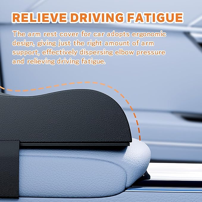 Car Center Console Cover, Upgraded Memory Foam Car Armrest Cushion with Cup Holder, Ergonomic Design, Waterproof Middle Console Cover Arm Rest Box Pad Car Interior Accessories for Most Vehicles