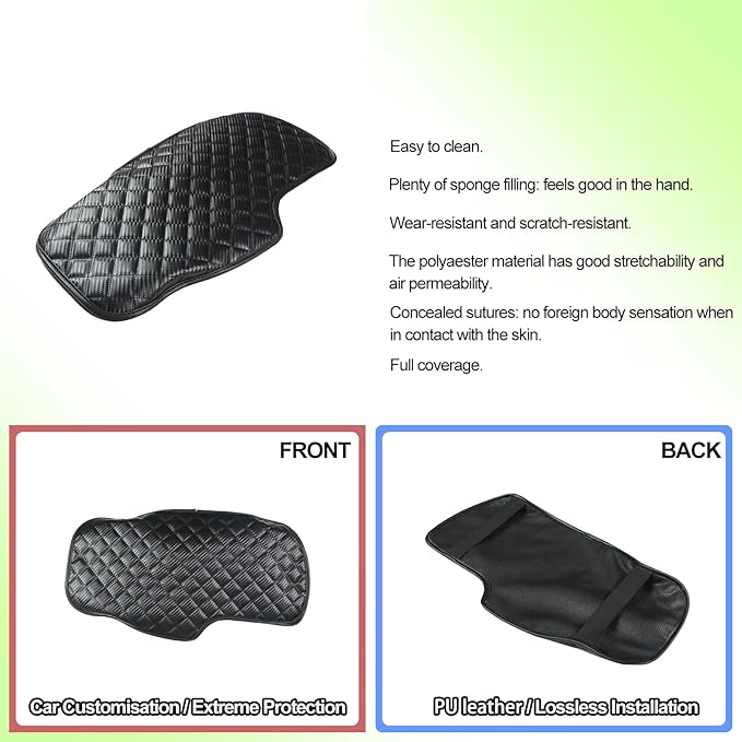 Center Console Armrest Cover for Chevy Corvette C6 2005-2013, Centre Armrest Seat Box Cover, Armrest Arm Rest Pad, Middle Consoles Cushion Protector Mat, Leather (Carbon Fiber)