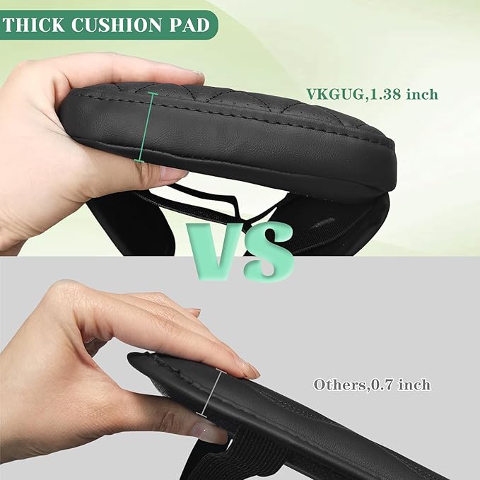 Center Console Armrest Cover Compatible with Ford Mustang 2015-2024 Leather Middle Console Arm Rest Box Protector Cushion Padding with Side Pockets Anti-Scratch Black