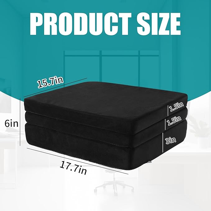 MABOZOO Height Adjustable Chair Cushions, 6 Inch Thick Office Chair Booster Seat Cushion to Raise Height, Extra Thick Seat Pad for Wheelchair, Home, Office, Car(17.7 * 15.7 * 6 Inch)