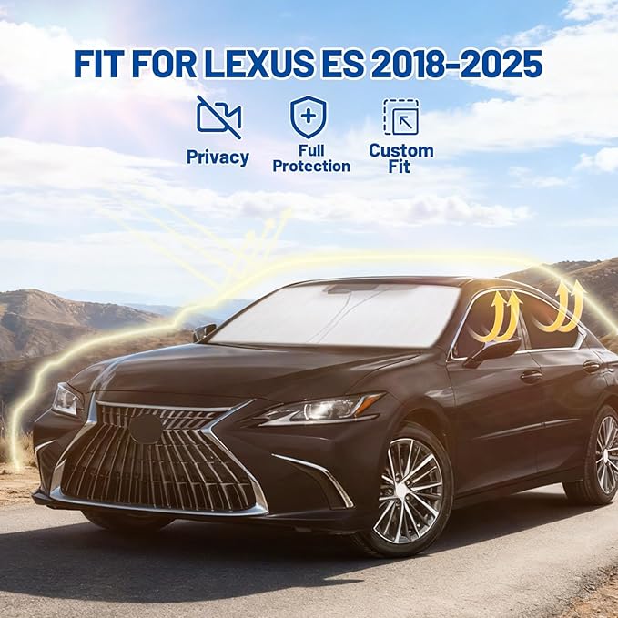 Car Window Shades Intended for Lexus ES 2018-2025, Privacy Window Covers 6PCS for Side, Rear & Windshield, Car Shield Sunshade for Privacy Protection, Heat Blocking, Camping and Parking