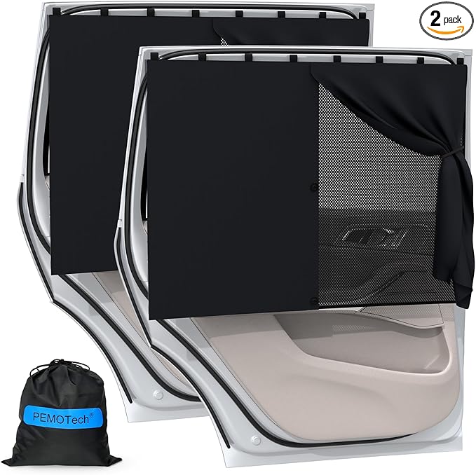 Car Window Shades with 8 Strong Magnets-26.8"x19.7" Dual Layer Car Rear/Side Window Sunshade for Baby Semi-Transparent 2-in-1 Universal Auto Sun Shade for Kid & Pet Protection (2 Pack) Black