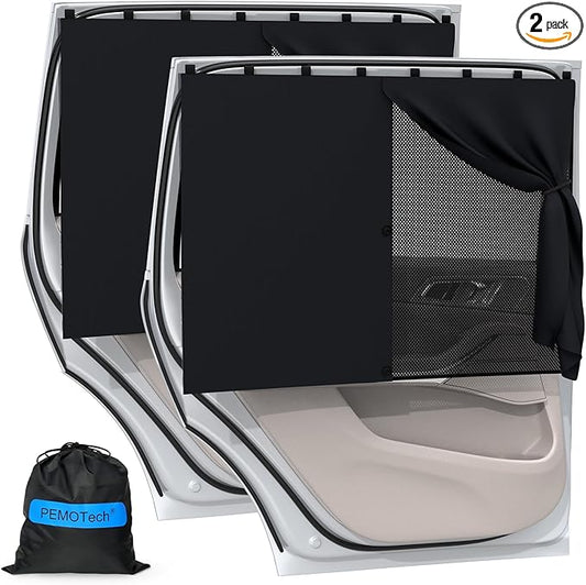 Car Window Shades with 8 Strong Magnets-26.8"x19.7" Dual Layer Car Rear/Side Window Sunshade for Baby Semi-Transparent 2-in-1 Universal Auto Sun Shade for Kid & Pet Protection (2 Pack) Black