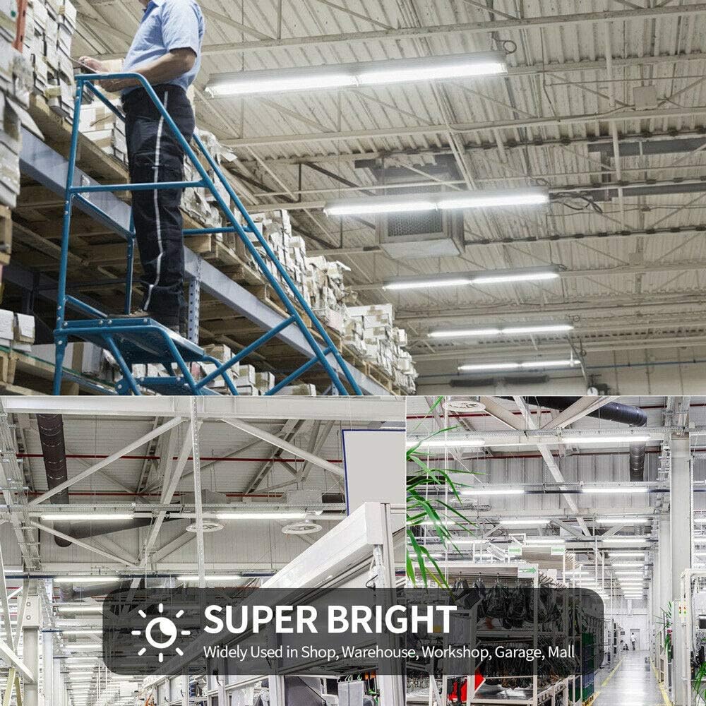 (6- Pack) 4FT LED Shop Light, 65W 5000K Daylight White 7500LM Super Bright T8 Integrated Fixture U-Shape 4 Rows Linkable Tube Lights for Garage Warehouse Workshop Basement Plug and Play