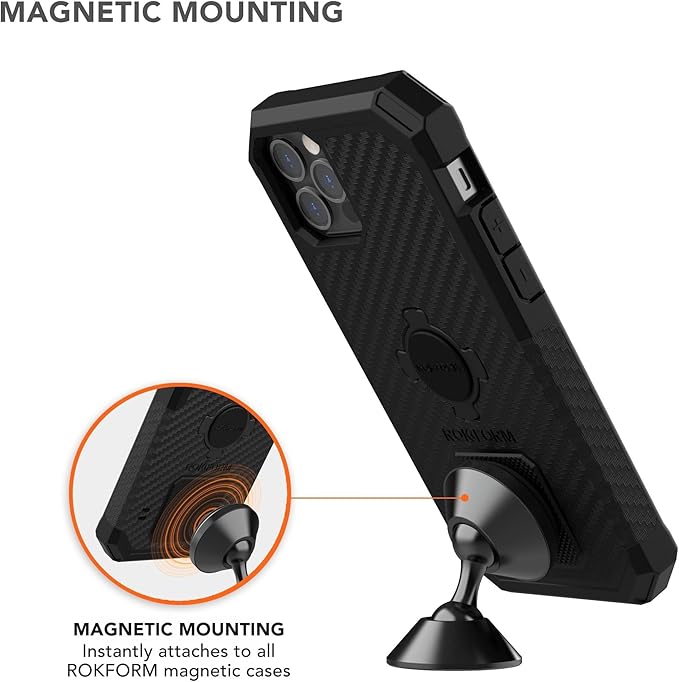 Rokform - Adjustable Magnetic Car Mount, 360 Degree Swivel with 3M VHB Tape, Cell Phone Holder, Aluminum Dashboard Phone Mount Stand for Truck Car & Van (Black)