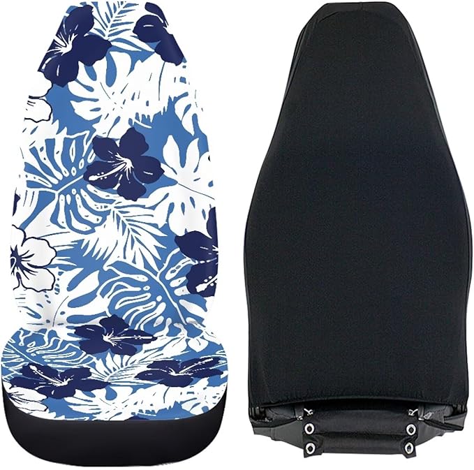 Car Seat Covers 2 Pcs Soft Comfortable Auto Front High Back Seat Protector Covers Automobile Interior Decor Accessories, Universal(Classic Tropical Flowers 59)