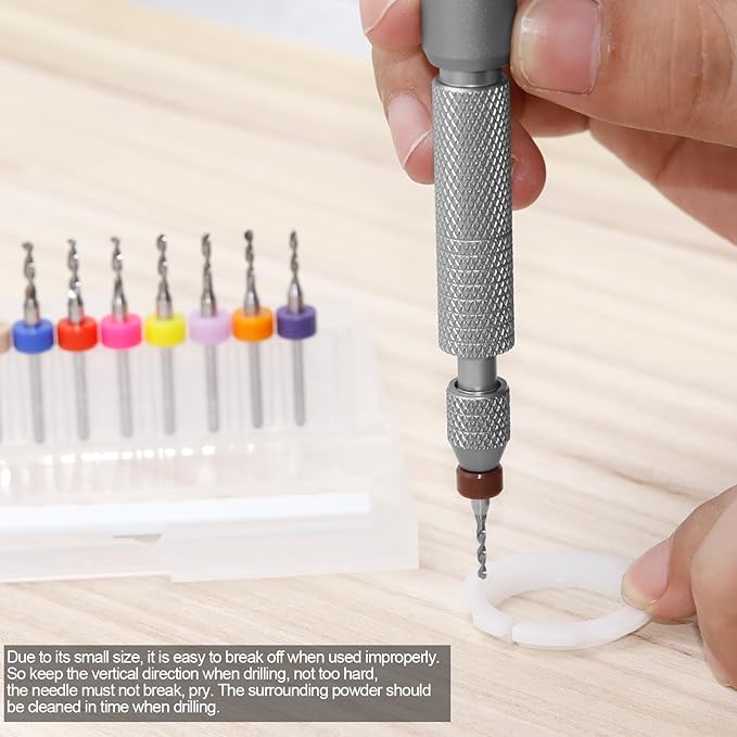 21 PCS Hand Drill Set, Pin Vise Hand Drill Set Including 10 PCS (1.6-2.5mm) Miniature Mini Drill Bits and 10 PCS (0.5-3.2mm) PCB Mini Chuck Chuck for Jewelry DIY, Resin, Wood, Model Making