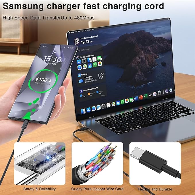 45W Super Fast Charger Type C for Samsung S26 S25 S24,3Pack 45W Dual Port USB C Fast Phone Charger Block & 6/10FT Type C Cord for Samsung Galaxy S26 S25 Ultra/S23/S22,Android,iPhone 17-White