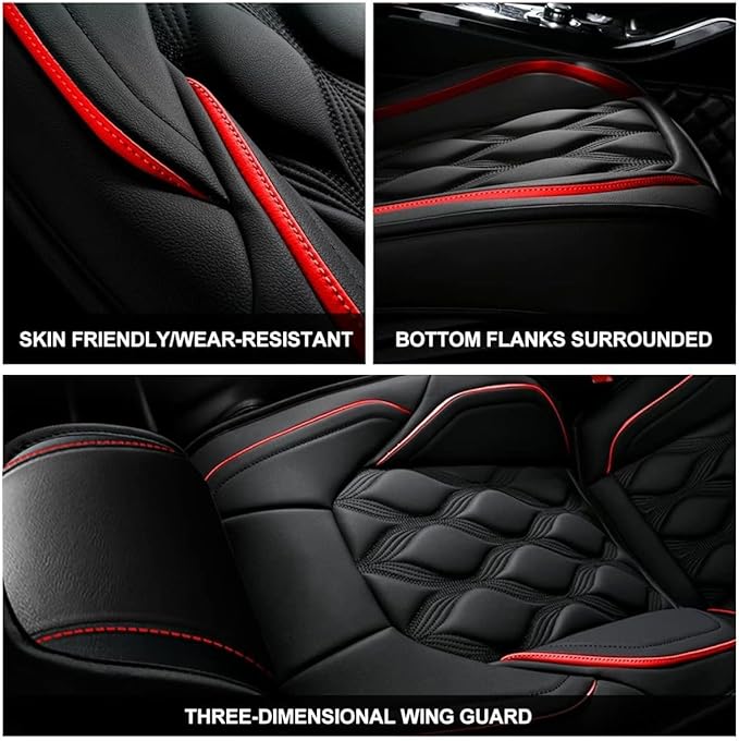 AOMSAZTO Car Seat Covers 2 Front Seats Custom Fit for Legacy 1995-2024 2025 2026 Leather Car Seat Cover Seat Cushion Protector Airbag Compatible Waterproof Black