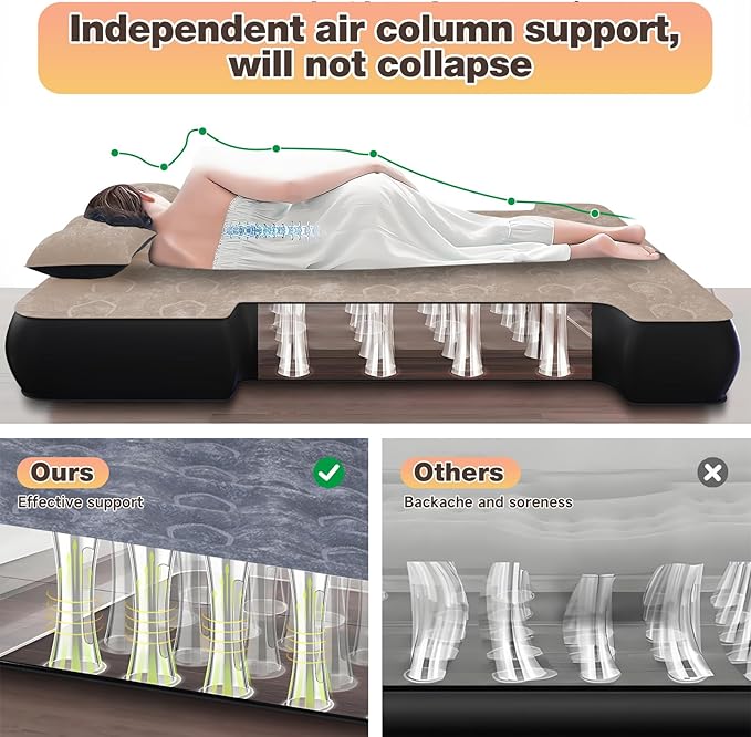 Umbrauto Built-in Pump Air Mattress for 5.5-5.8ft Short Truck Bed, Inflatable Full-Size Pickup Airbed for Ford F150, Chevy Silverado, GMC Sierra, Dodge Ram, Toyota Tundra, Nissan Titan Outdoor Camping