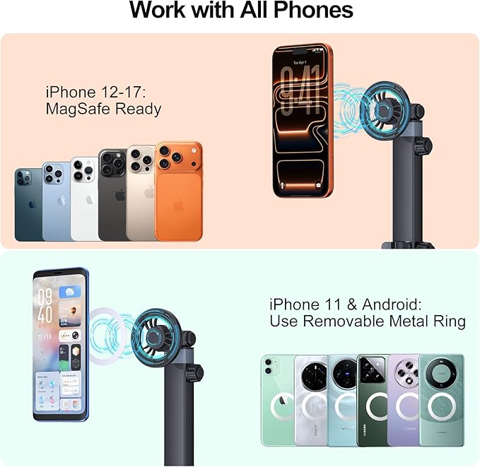 Vitog 2-in-1 MagSafe Car Mount, 2026 Hands Free Phone Holders for Your Car, Strong Magnetic Cup Holder Phone Holder for iPhone 17-12 Pro Max, Samsung & More Smartphones, Universal for Truck/SUV/Tesla