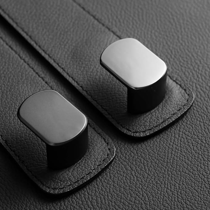 Genuine Leather Car Seat Hooks for Headrest - Flexible Car Seat Back Storage Hook for Purses and Bags, Upgraded Car Purse Hook Holder Hanger Organizer for Head Rest (Black-2 Pack)