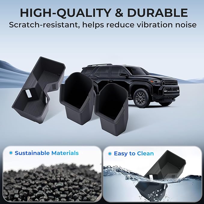 Cup Holder Inserts for Toyota 4Runner 6th Gen 2026 2025, Front & Rear TPE Center Console Interior Accessories Cup Holders Covers Protector for 2025-2026 4 Runner, Black