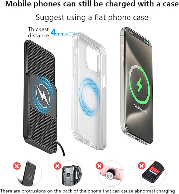 Wireless Car Charger Pad for Hyundai IONIQ 5,20W Fast Wireless Phone Charger Cell Phone Cordless Charging mat,Non-Slip Phone Charging,30cm Cable USB