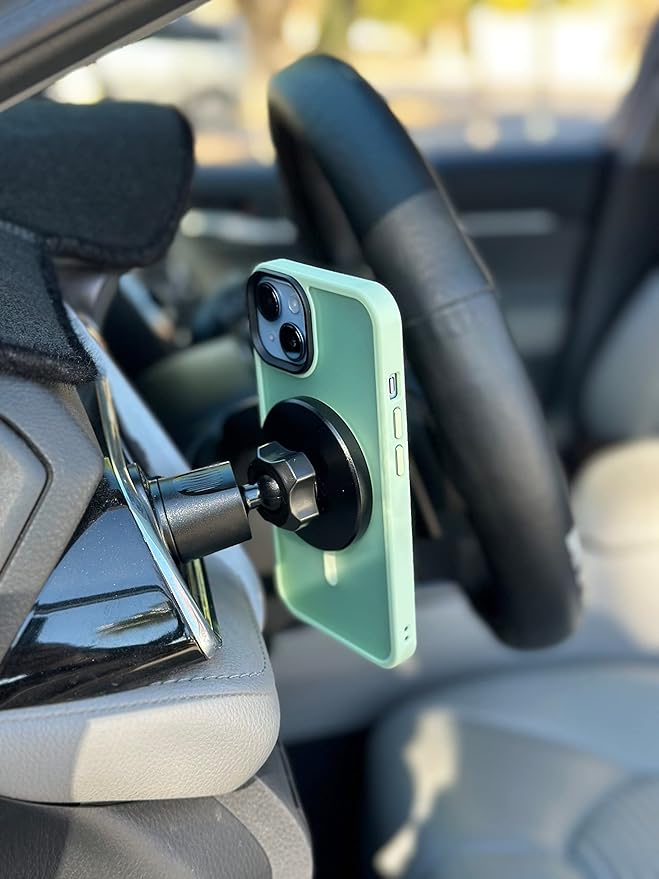 Magnetic Phone Holder for Car - Metal Hook, Compatible with iPhone, Easy Installation, Secure Hold, 360 Rotation, 20-Day Satisfaction Guarantee