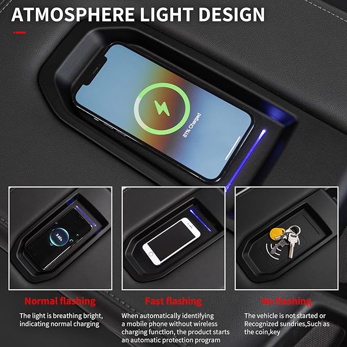 Xipoo Wireless Charger Compatible with 2019-2026 Chevy Silverado GMC Sierra Wireless Charger Tray 15W Fast Jump Seat Replacement for 19-26 Chevy Silverado Accessories