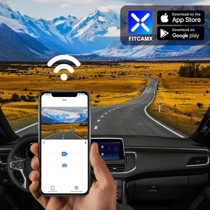 Fitcamx Front 4K+Rear 1080P Dash Cam Adapts for Chevy Tahoe 2021-2026 (HD2-4925, 6 or 8 Vents) LS LT RST Premier High Country, OEM Style, Dual HD Video, WiFi&APP, Loop Recording, G-Sensor, 128GB Card