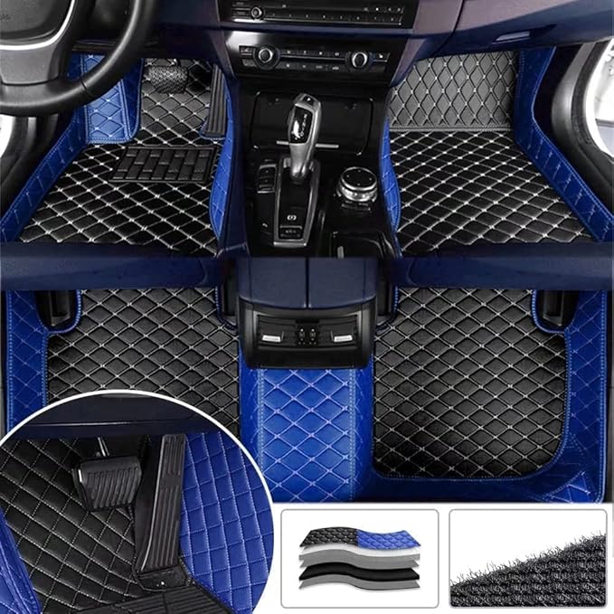 Custom Making Car Floor Mats Compatible with Audi BMW Mercedes-Benz Toyota Lexus Honda Infiniti Nissan Hyundai Kia All Models 2005-2026 (Black Beige and Blue)