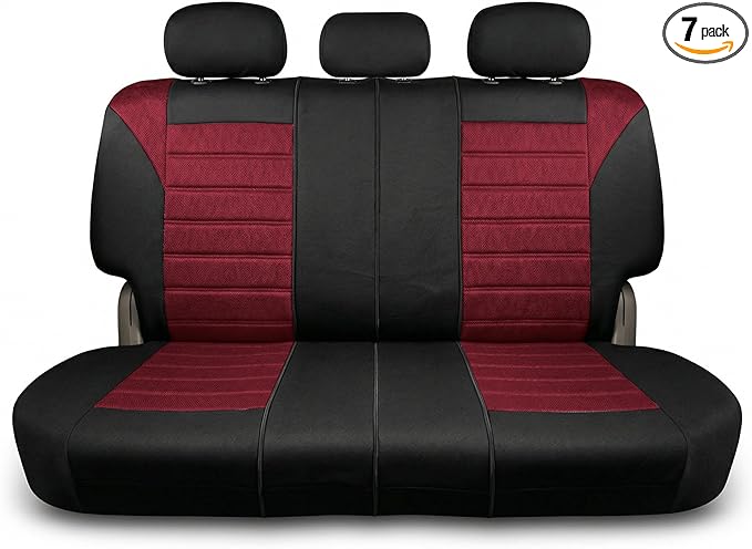 FH Group Automotive Car Seat Covers Rear Set Premium 3D Air Mesh Seat Covers, Airbag Compatible and Split Bench Cover Universal Fit Interior Accessories for Cars Trucks and SUVs - Burgundy