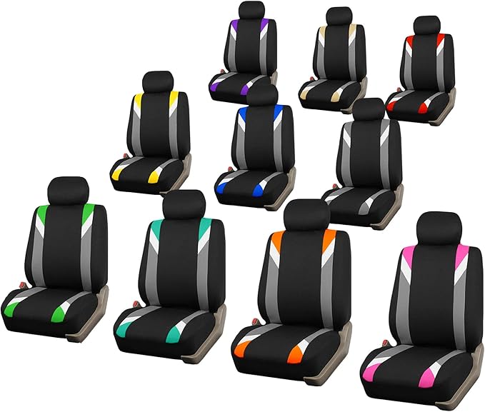 FH Group Automotive Seat Covers Airbag Compatible Front Seats Only Universal Fit Interior Accessories Cars Premium Modernistic Green Seat Covers Car Accessories for Vans Trucks SUV Car Accessories