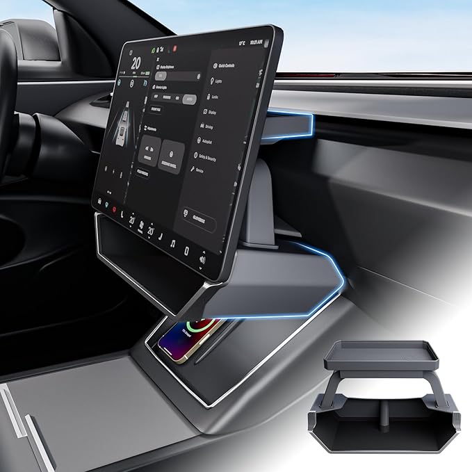 Upgrade for Model Y Juniper Under Screen Storage Organizer 2025–2026,Model 3 Highland Center Console Organizer 2024-2026 for Tesla Model Y Accessories 2026 with Behind Screen Tray,Black