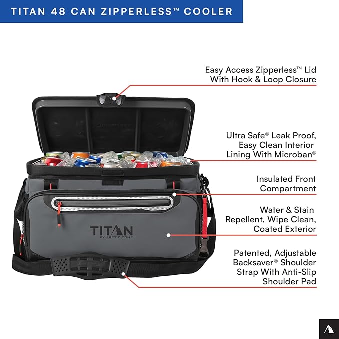 Titan by Arctic Zone Deep Freeze Cooler - Zipperless Hardbody Cooler - Deep Freeze Insulation, HardBody Liner, and SmartShelf