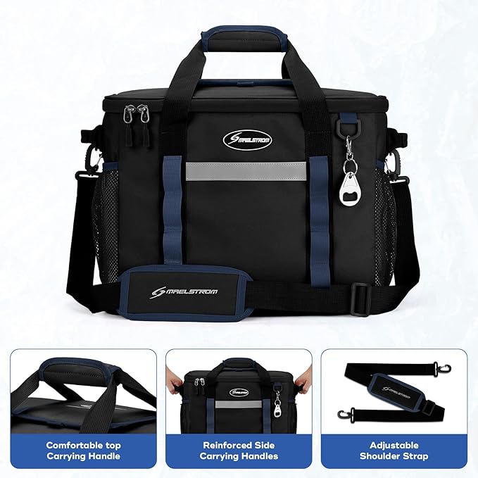Maelstrom Collapsible Soft Cooler Bag,35/55/75 Cans Beach Cooler with Flip Top Lid, Ice Chest, Leakproof & Portable for Beach, Camping, Road Trips & Grocery Shopping