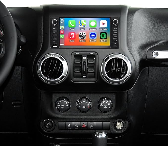 4G LTE QLED Radio for Jeep Wrangler 2007-2018 Chrysler Dodge Ram 1500,Touch Screen 8core Stereo Upgrade,Wireless carplay & Android Auto,Fast Charge,Free Backup Camera