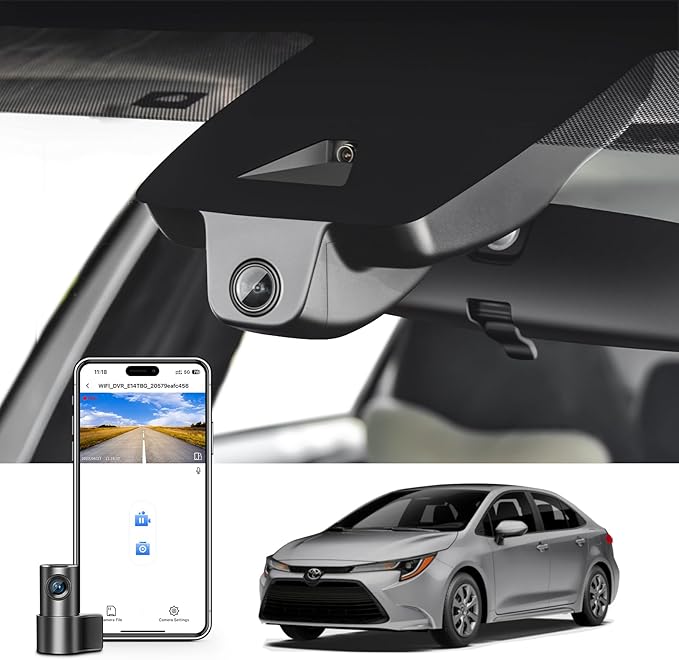 mangoal Front 4K & Rear 1080p Dash Cam Custom fit for Toyota Corolla Gen12 E210 2023 2024 2025 2026 (Model A),LE SE XLE XSE Hybrid Hatchback, Integrated OEM Look,2160P UHD Video,App & WiFi,128GB Card