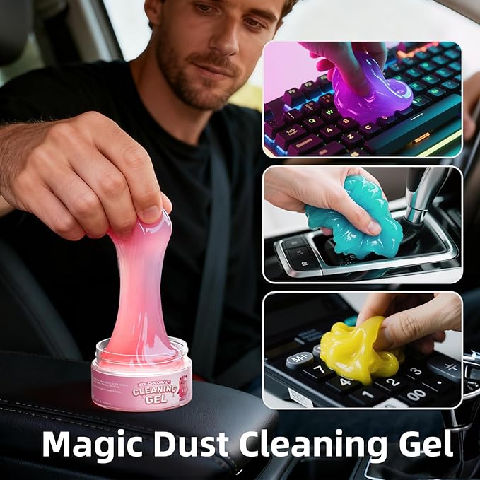 Car Cleaning Gel Reusable 5pack - Dust Cleaning Putty Keyboard Slime for Car Interior Air Vent Cleaner Gel, Auto Cleanings Gadgets Accessories,Christmas stocking stuffers for Men Women,560gg