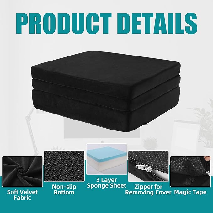 MABOZOO Height Adjustable Chair Cushions, 6 Inch Thick Office Chair Booster Seat Cushion to Raise Height, Extra Thick Seat Pad for Wheelchair, Home, Office, Car(17.7 * 15.7 * 6 Inch)