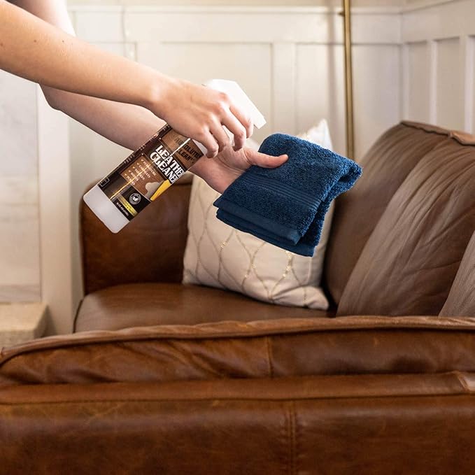 Amazing Leather Cleaner/Conditioner/Deodorizer | Powerful, Natural Enzyme Cleaner | USA Made | Great for Leather & Vinyl, Furniture, Boots, Purses, Clothing | Removes Stains Spray & Wipe (16oz 2 PK)