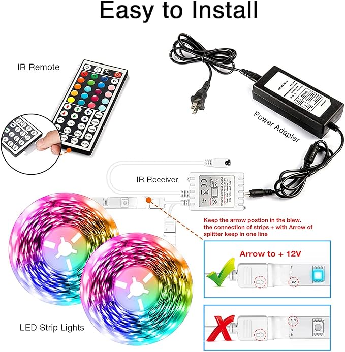 dalattin 100ft Led Lights for Bedroom Led Strip Lights Color Changing Lights with 44 Keys Remote,2 Rolls of 50ft