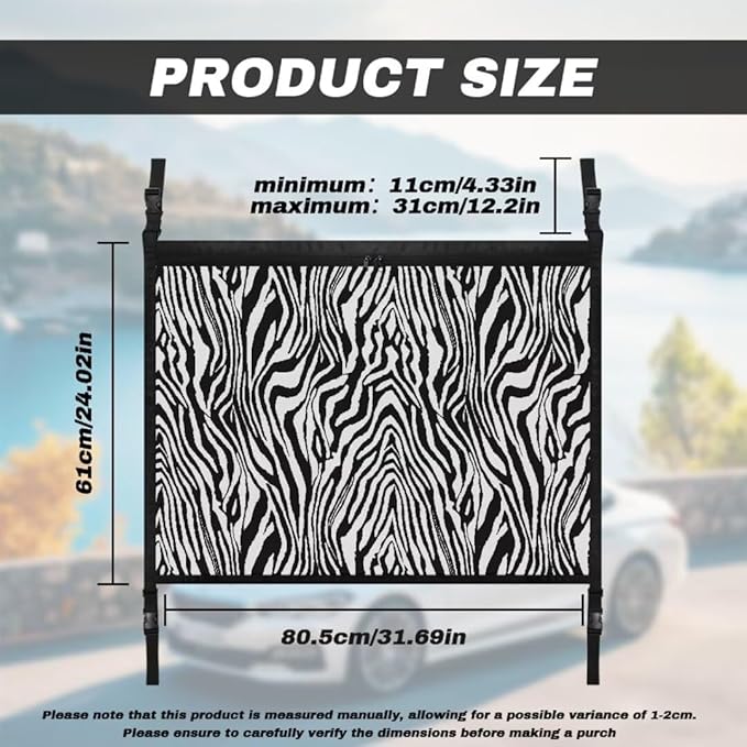Car Roof Storage Bag Zebra Stripes Car Storage Bag Organizer Multi-Purpose Car Bag Storage Box Organizer Pouch Pocket Large Capacity Storage for Small Items