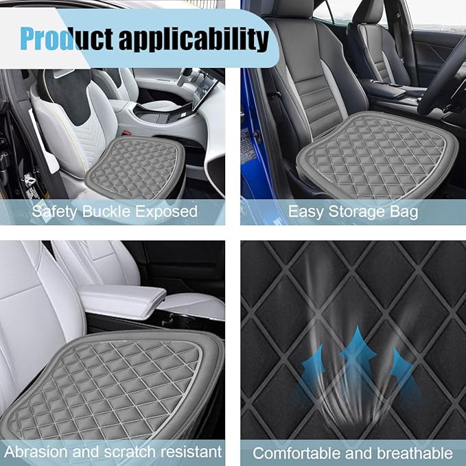 Car Seat Covers, Breathable Comfort Seat Protector Cover, Four Seasons Universal 3D Decompression Front Driver Seat Cover, Anti Slip Car Accessories for Most Vehicle Seats, Office Chairs (Grey)