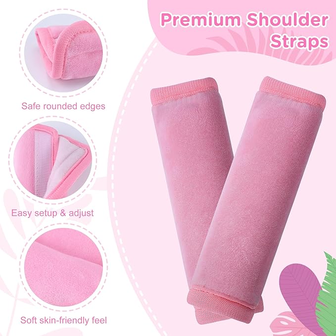Car Seat Potty Training Protector, 2 Pack Waterproof Piddle Pad Carseat for Baby Toddlers, Leak-Proof Car Seat Liner with Non-Slip & 2 Strap Covers, Machine Washable - Pink