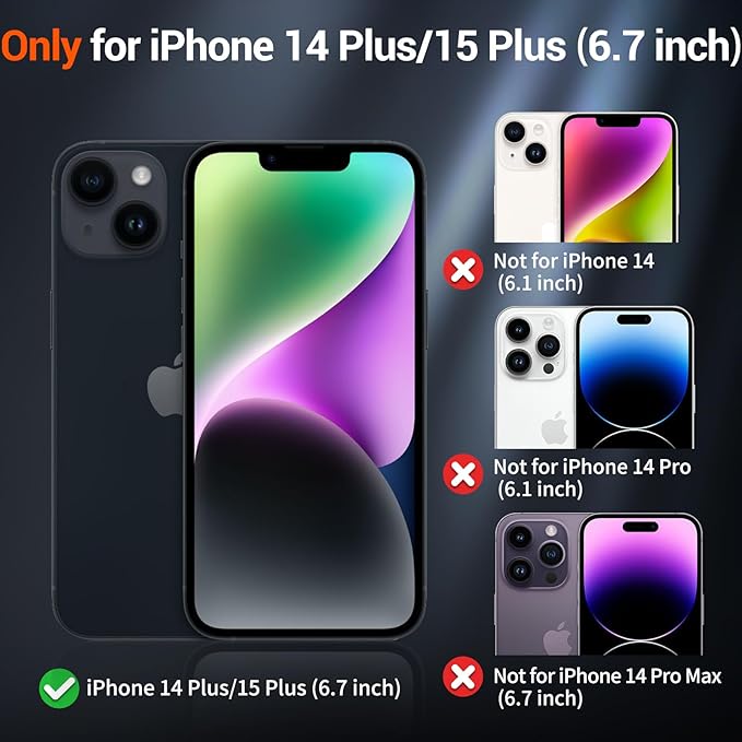 SUPFINE Magnetic for iPhone 15 Plus Case & iPhone 14 Plus Case(Compatible with MagSafe)(Military Grade Drop Protection) Slim Translucent Shockproof with Anti-Fingerprint Phone Case,Forest Green