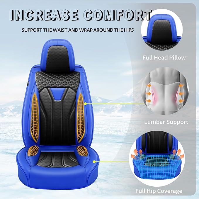 Fit Tucson Car Seat Covers Compatible with Hyundai Tucson 2010-2026, Premium Leather Breathable, Wear Resistant, Airbag Compatible, All-Weather Protection & Full Coverage, Full Set Blue&Black