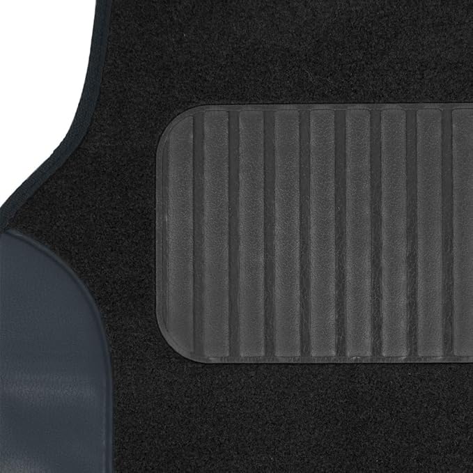 BDK Premium Gray Carpet Floor Mats for Cars - Universal Fit Interior 4-Piece Car Mats Full Set with Vinyl Heel Pad Protector - Cute Car Accessories Interior Floor Covers for SUVs & Trucks