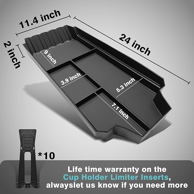 BestEvMod Front Lower Center Console Organizer Tray Compatible with Tesla Cybertruck 2025 2024 Fit 32oz Bottle Interior Accessories ABS Material with PVC Trim Floor Console Storage (Floor Organizer)