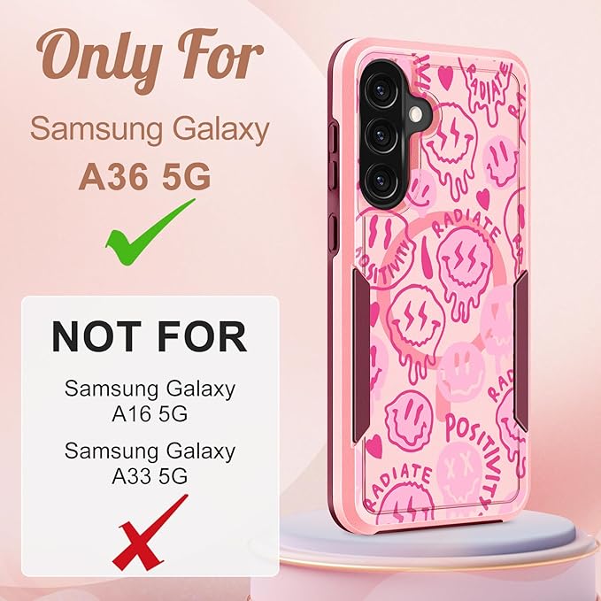 for Samsung Galaxy A36 5G Phone Case - Compatible with MagSafe Women Girls Cute Magnetic Protective Cover Girly Unique Fashion Heavy Duty Shockproof Design for Samsung A36 5G Cases 6.7"