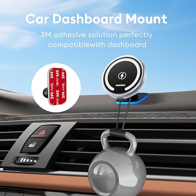MAGJIEYX CD Slot Magnetic Car Mount Charger for iPhone 17, 16, 15-12, 3X Stable on Bumpy Roads, Wireless Charging Holder with 3M Dash Sticker, No Vent Block for Sedans/SUVs/Trucks