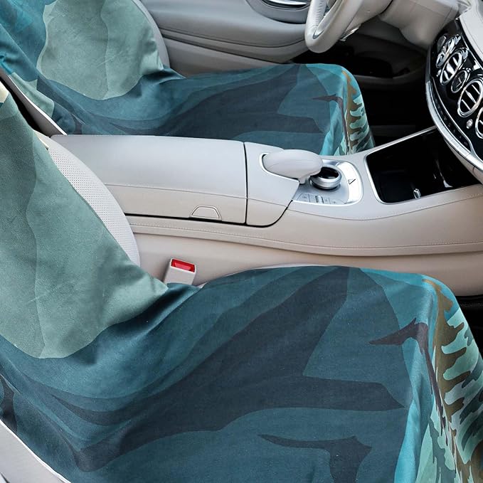 2 Pack Car Seat Towel Covers with Storage Bag 63 x 32 Inch Athletic Running Towel Seat Sweat Washable Non Slip Cover Gift for Car Outdoor Sport Activities (Grizzly Guide)