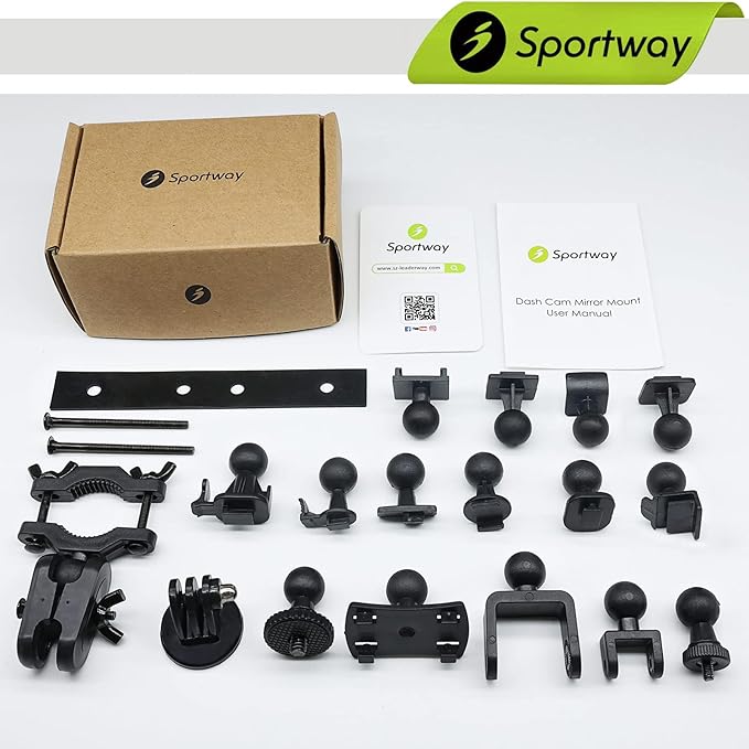 Sportway S80 Dash Cam mount, Dash Cam Mirror Mount Holder with 16pcs Joints for Rove APEMAN CHORTAU Roav Nexar iiwey YI Z-Edge Old Shark KDLINKS Crosstour VANTRUE GoPro... 99% Car Dash Cameras DVR GPS